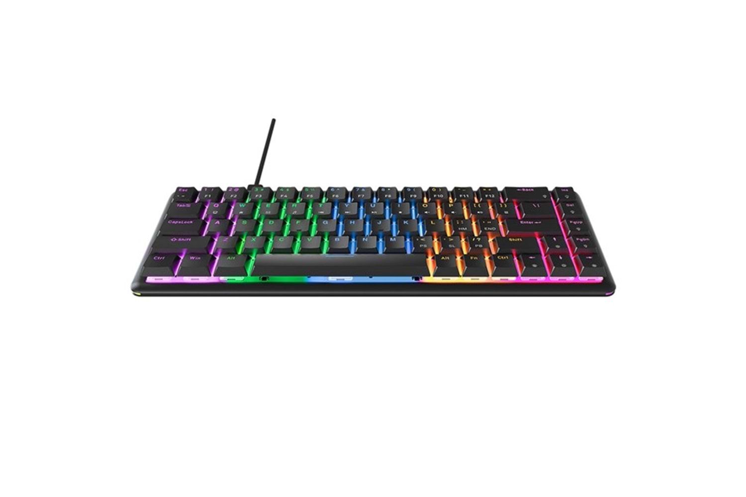 Rampage REBEL Siyah Low Profile BLUE SWITCH Mekanik Gaming Oyuncu Klavye US Layout Rainbow