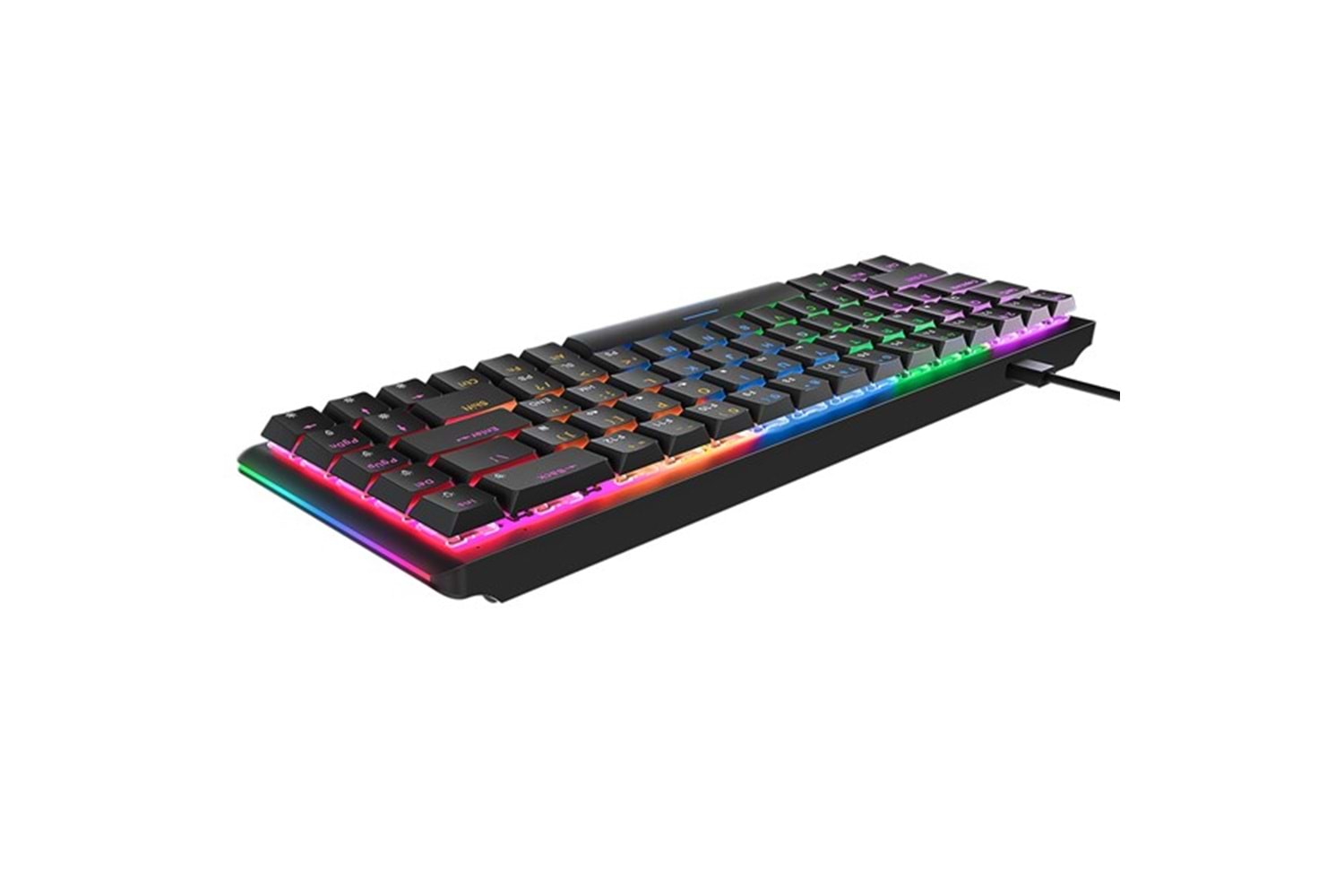Rampage REBEL Siyah Low Profile BLUE SWITCH Mekanik Gaming Oyuncu Klavye US Layout Rainbow