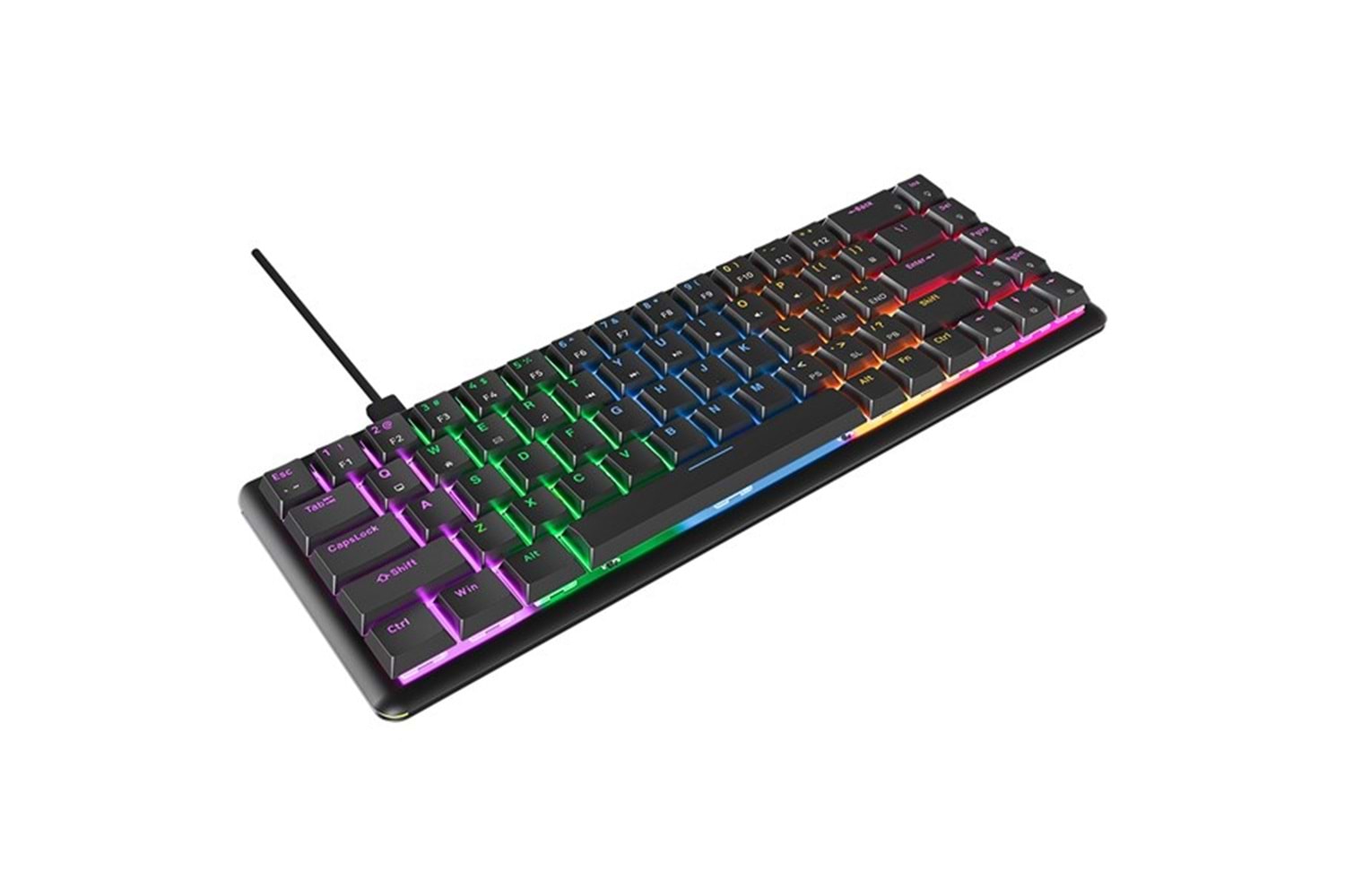 Rampage REBEL Siyah Low Profile RED SWITCH US Layout Rainbow Mekanik Gaming Oyuncu Klavye
