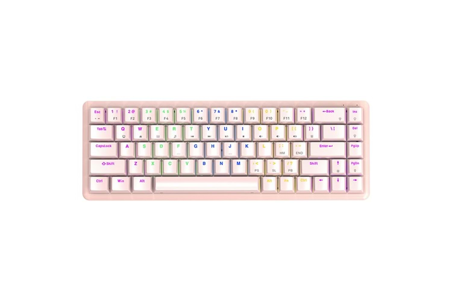 Rampage REBEL Pembe Low Profile RED SWITCH Mekanik Gaming Oyuncu Klavye US Layout Rainbow