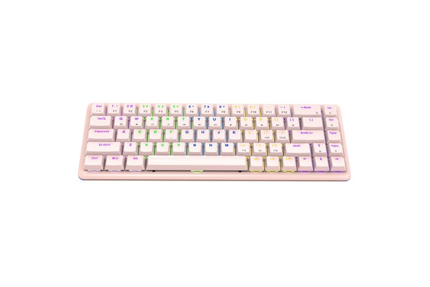 Rampage REBEL Pembe Low Profile RED SWITCH Mekanik Gaming Oyuncu Klavye US Layout Rainbow