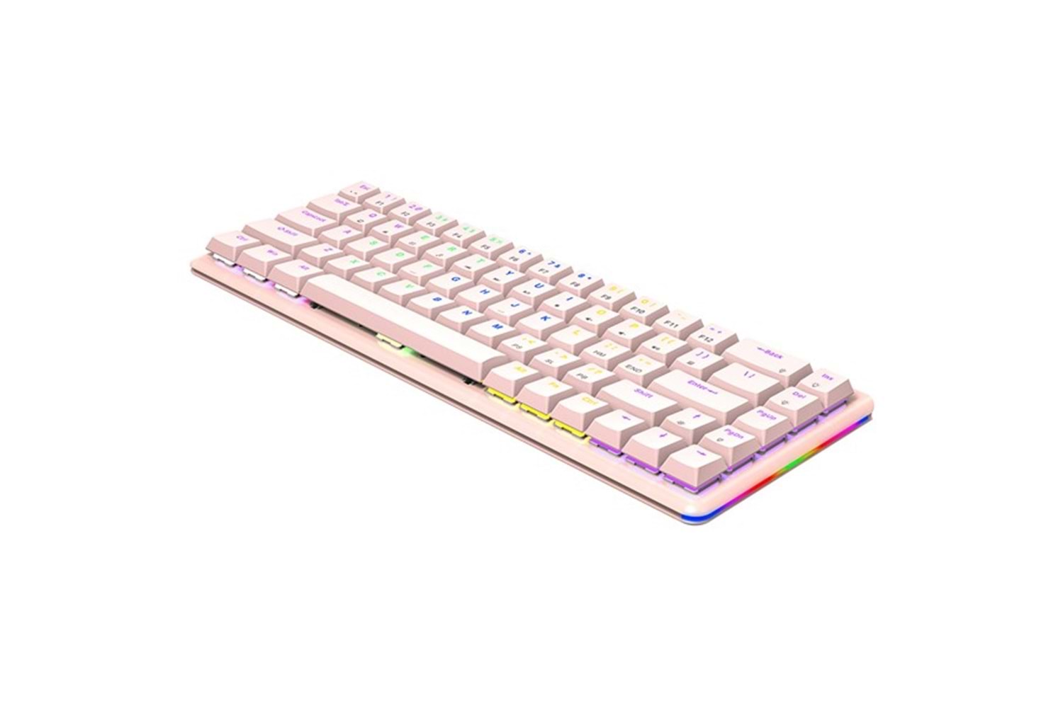 Rampage REBEL Pembe Low Profile RED SWITCH Mekanik Gaming Oyuncu Klavye US Layout Rainbow