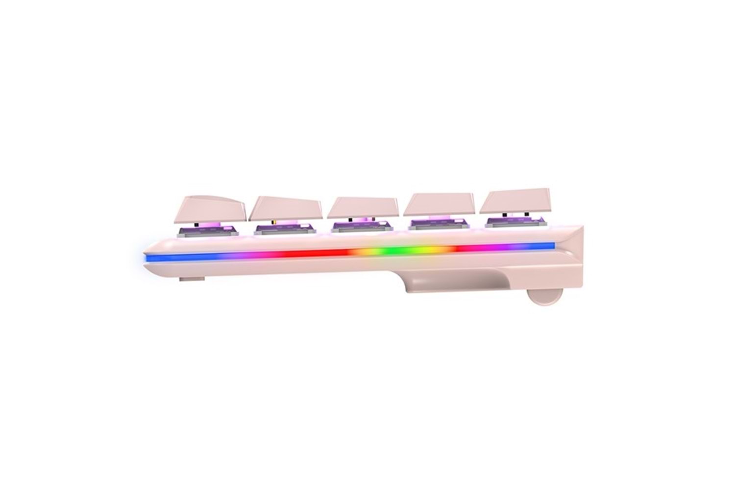 Rampage REBEL Pembe Low Profile RED SWITCH Mekanik Gaming Oyuncu Klavye US Layout Rainbow
