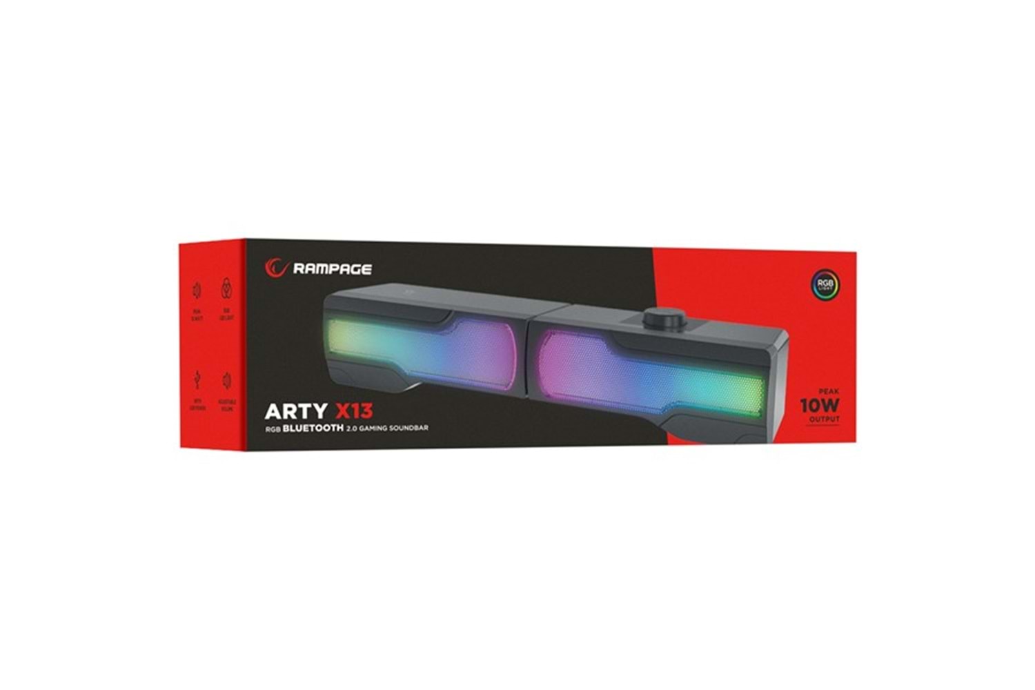 Rampage Arty X13 2.0 Bluetooth'lu Rms 3W*2 RGB Işıklı Multimedia Usb 5V 45dB Gaming Oyuncu Speaker