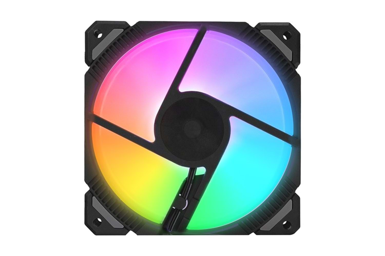 Rampage CROSS F20 38CFM 1200RPM 12cm Rainbow 3P+4P Molex Soketli Siyah Kasa Fanı