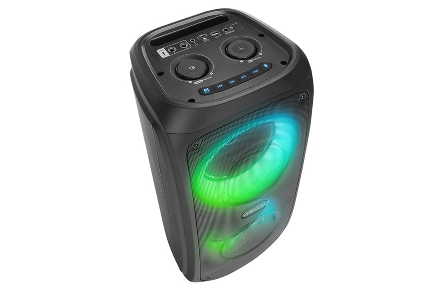 MIKADO MD-11BT Siyah 20*2 40W RGB Işıklı Kablosuz Mikrafonlu Taşınabilir Speaker Hoparlör