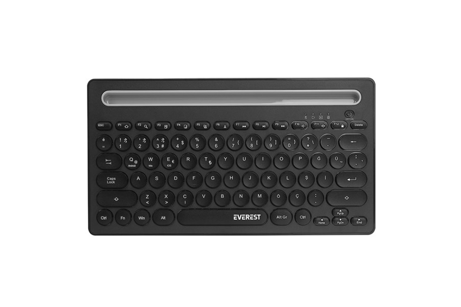 Everest KB-BT84 Siyah/Gri Bluetooth Ultra İnce+Şarjlı Q Mac/Win/Android/Ios Uyumlu Kablosuz klavye