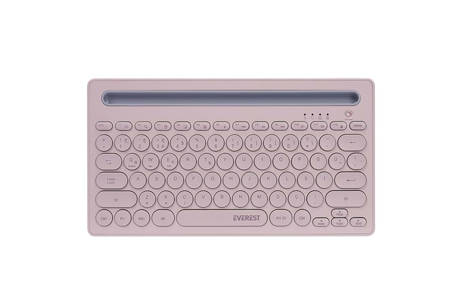 Everest KB-BT84 Pembe/Gri Bluetooth Ultra İnce+Şarjlı Q Mac/Win/Android/Ios Uyumlu Kablosuz klavye