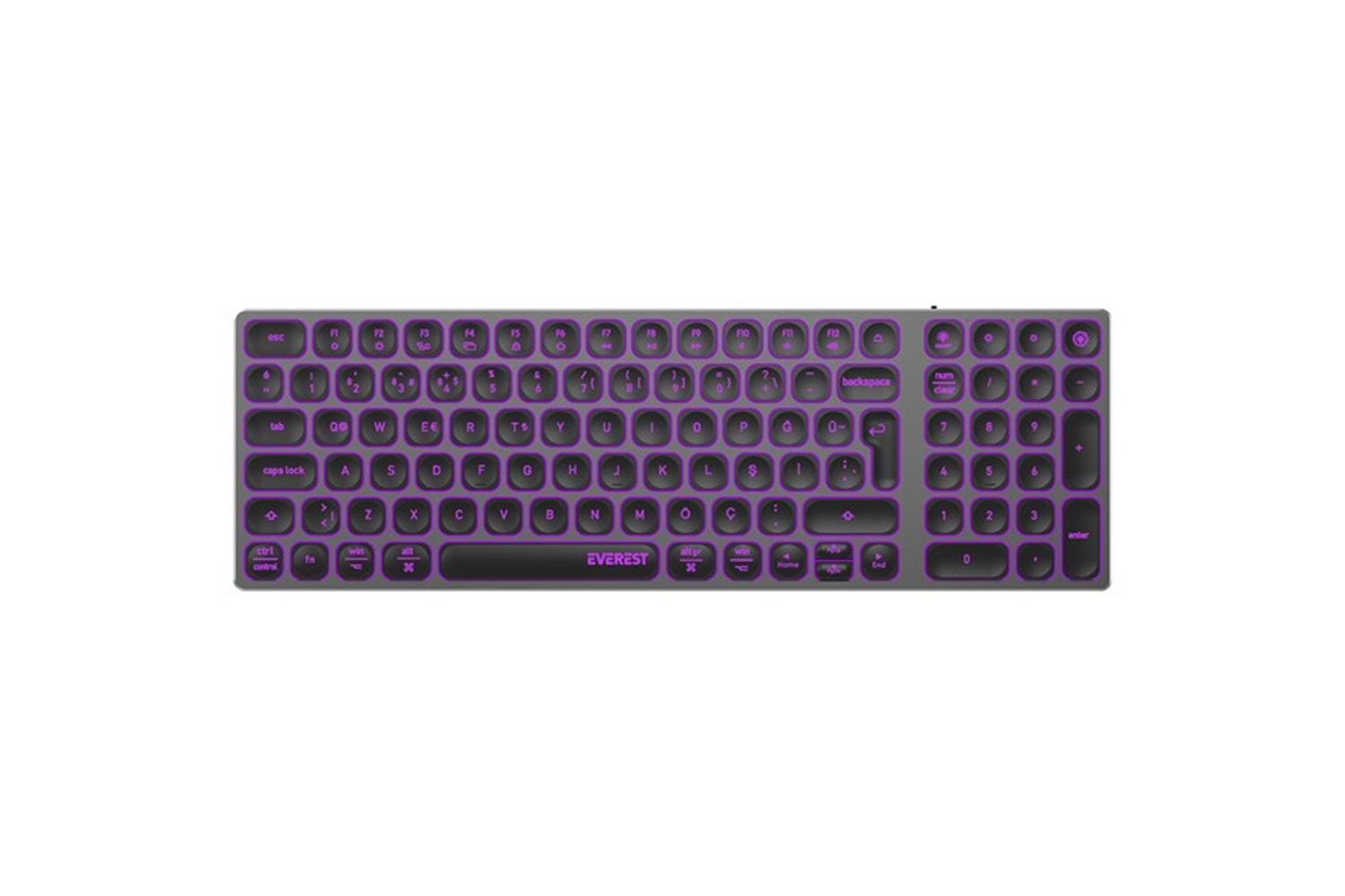 Everest KB-BT98 Beyaz/Gri Bluetooth Ultra İnce+Şarjlı Q Mac/Win/Android/Ios Uyumlu Kablosuz klavye