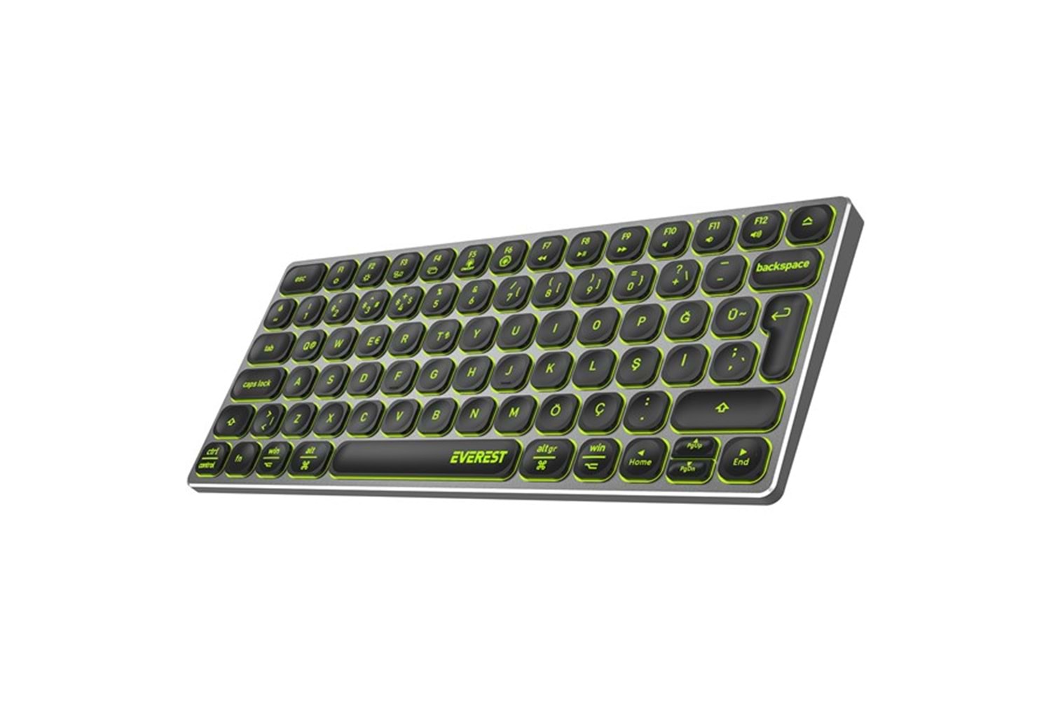 Everest KB-BT97 Siyah/Gri Bluetooth Ultra İnce+Şarjlı Q Mac/Win/Android/Ios Uyumlu Kablosuz klavye
