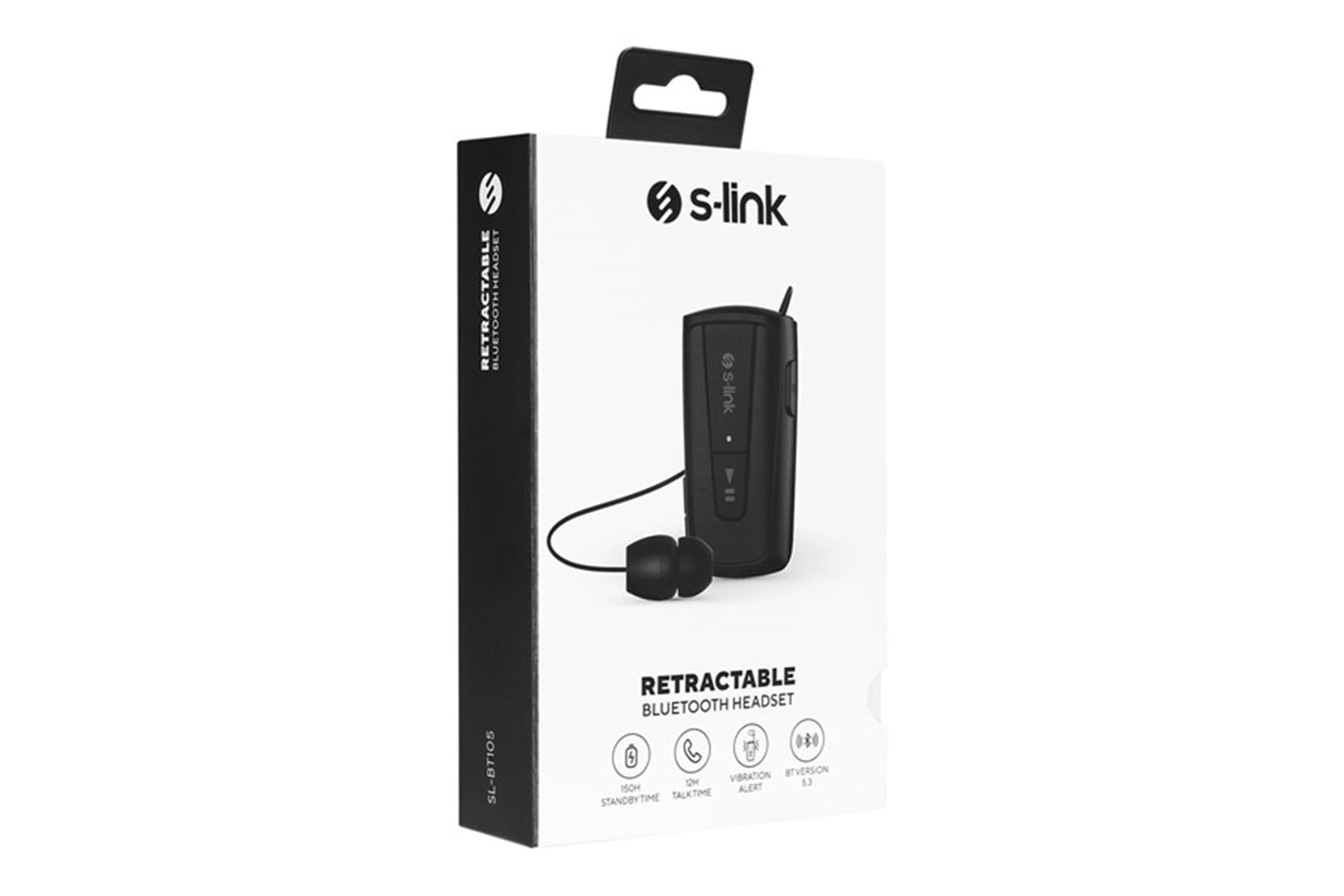 S-link SL-BT105 Siyah Mobil Telefon Uyumlu Makaralı Titreşimli Bluetooth Kulaklık