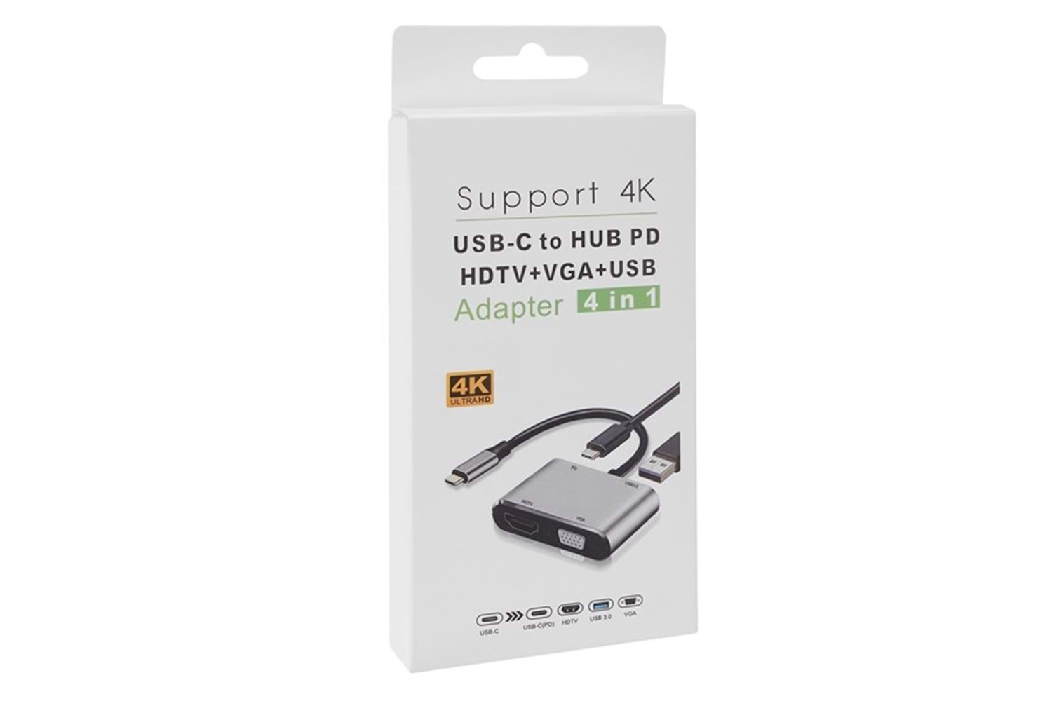 HYTECH HY-USBC22 Type C-HDMI-VGA-USB 3.0 4K Çevirici Görüntü Adaptörü