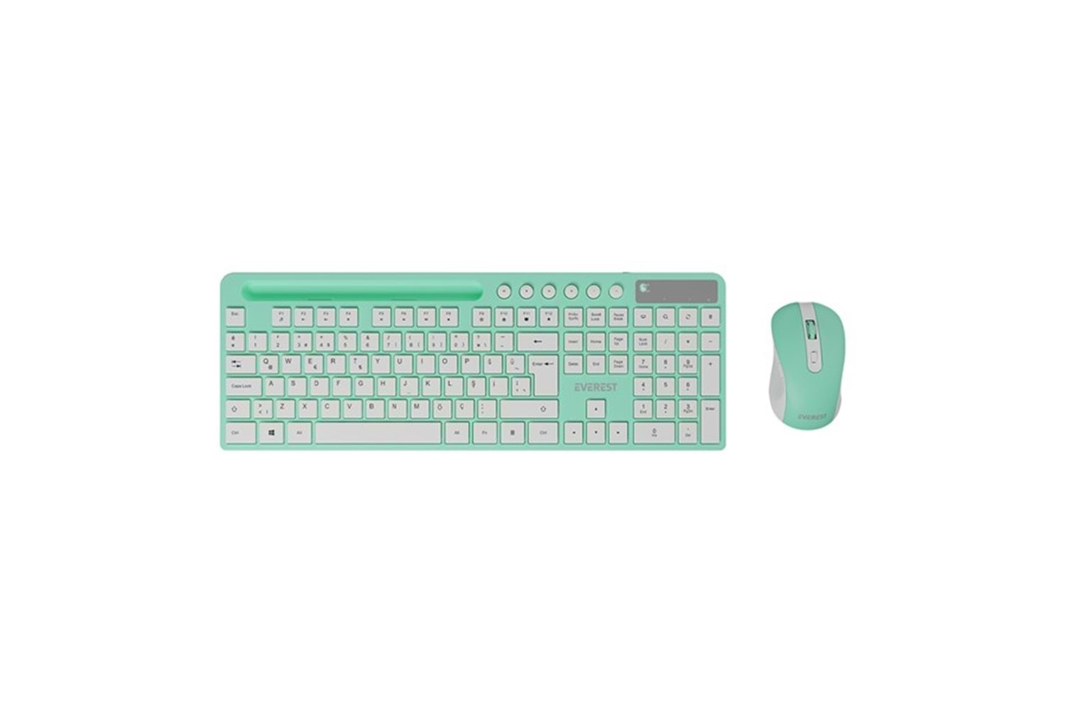 EVEREST KM-730 Yeşil/Beyaz Kablosuz Q Multimedia Klavye + Mouse Set