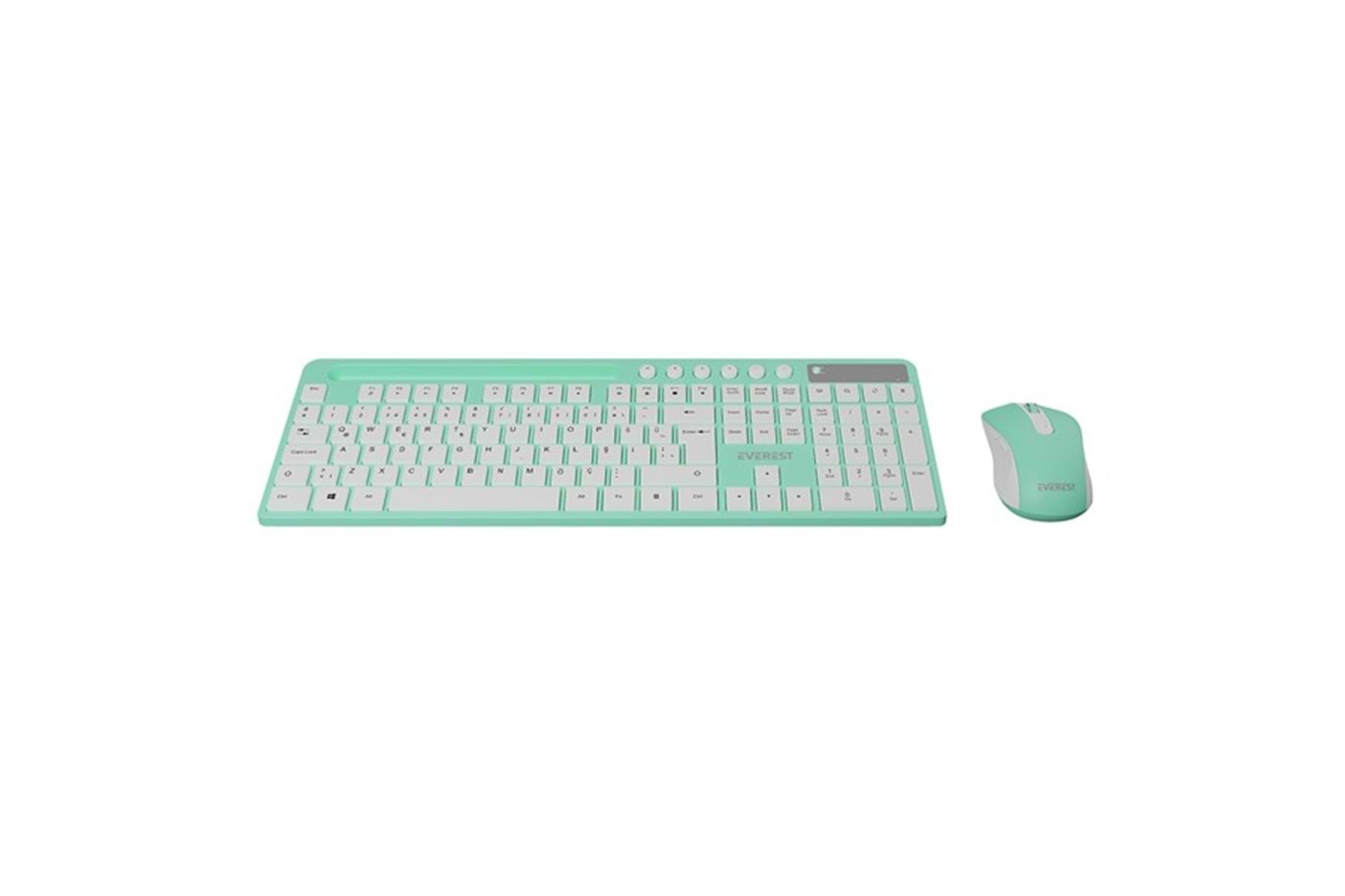 EVEREST KM-730 Yeşil/Beyaz Kablosuz Q Multimedia Klavye + Mouse Set