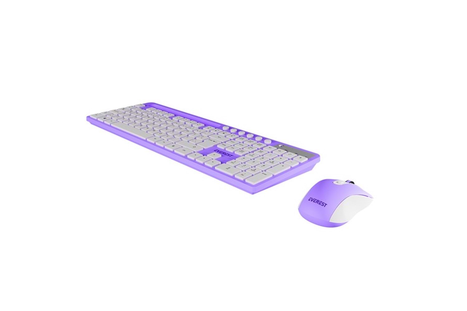 Everest KM-730 Mor/Beyaz Kablosuz Q Multimedia Klavye + Mouse Set