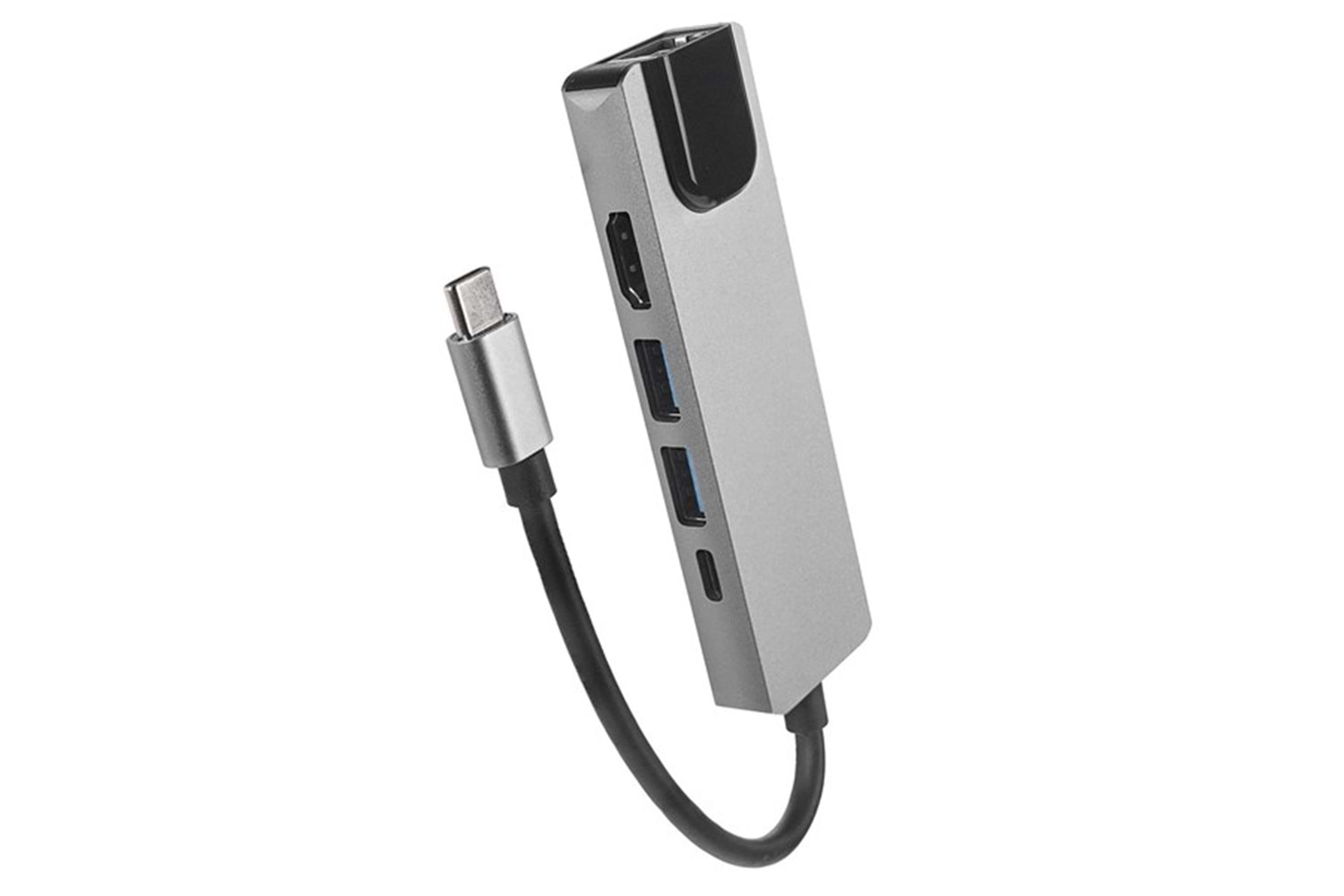 HYTECH HY-USBC80 4K@30Hz Gri Metal 2xUSB3.0 1xHDMI, 1xPD Gigabit Type C Adaptör