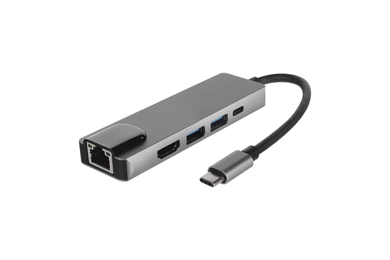 HYTECH HY-USBC80 4K@30Hz Gri Metal 2xUSB3.0 1xHDMI, 1xPD Gigabit Type C Adaptör