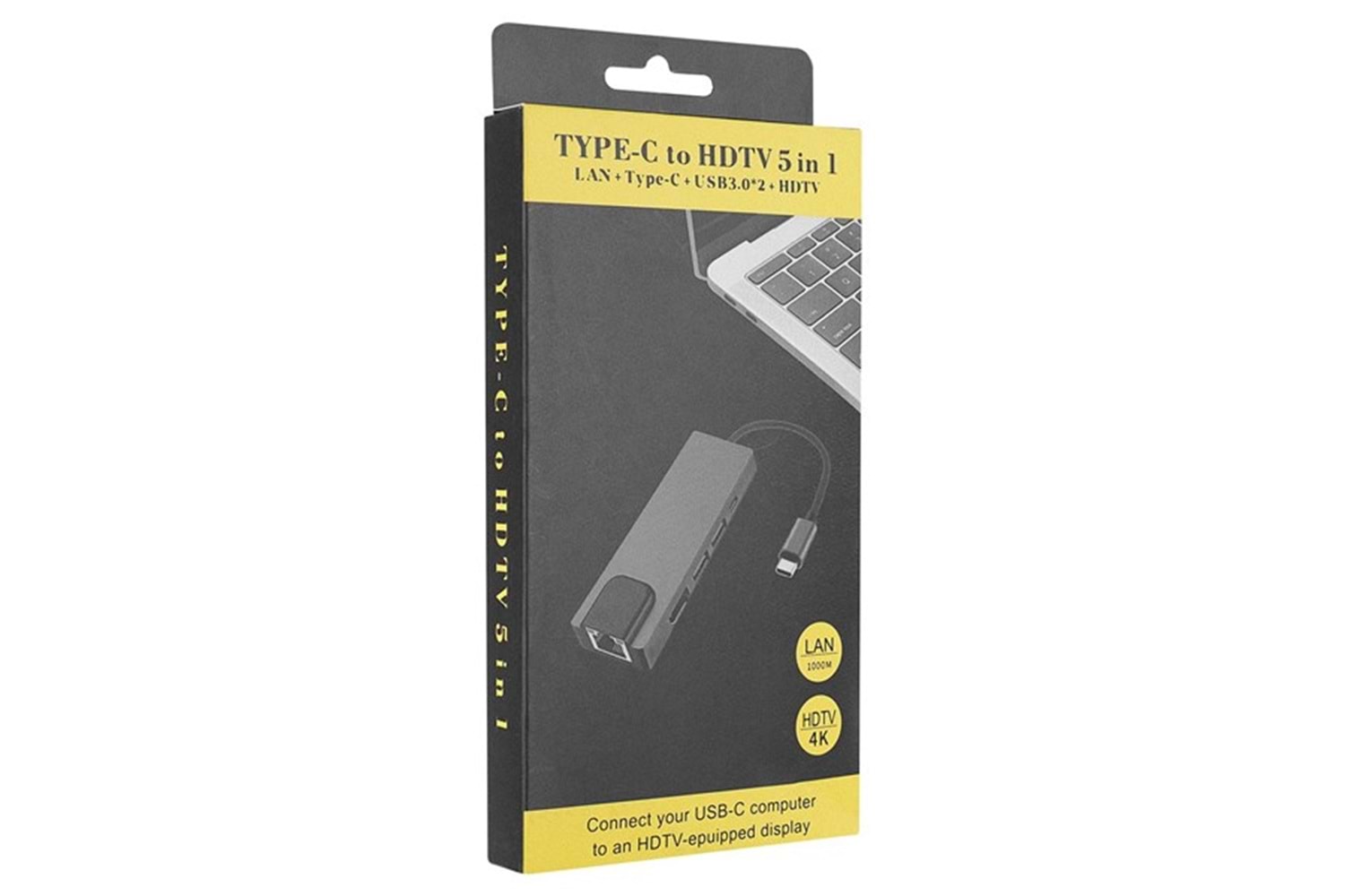 HYTECH HY-USBC80 4K@30Hz Gri Metal 2xUSB3.0 1xHDMI, 1xPD Gigabit Type C Adaptör