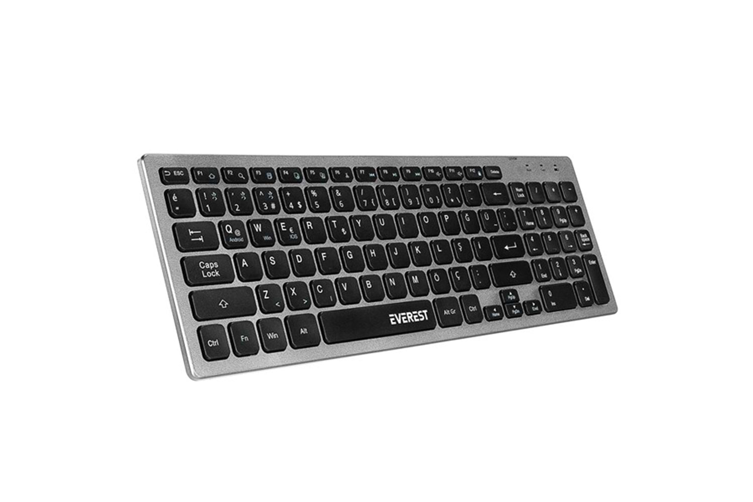 Everest KB-BT88 Siyah/Gri Bluetooth Ultra İnce Q Mac/Win/Android/Ios Uyumlu Kablosuz klavye