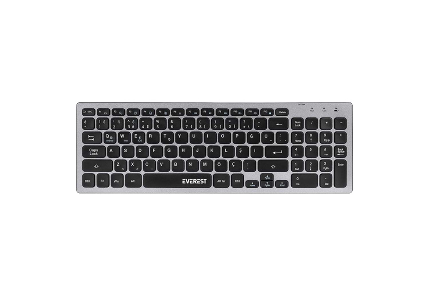 Everest KB-BT88 Siyah/Gri Bluetooth Ultra İnce Q Mac/Win/Android/Ios Uyumlu Kablosuz klavye