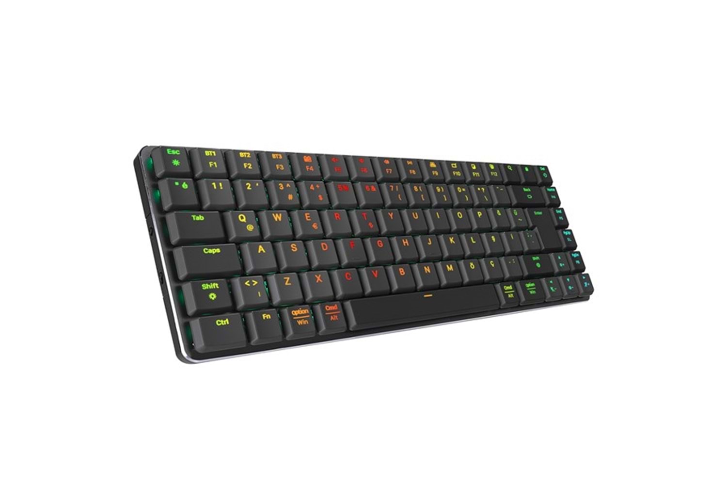 RAMPAGE W-GRANITE Siyah/Gri Low Profile BLUE SWITCH Q RGB Kablosuz+ BT Mekanik Gaming Oyuncu Klavye