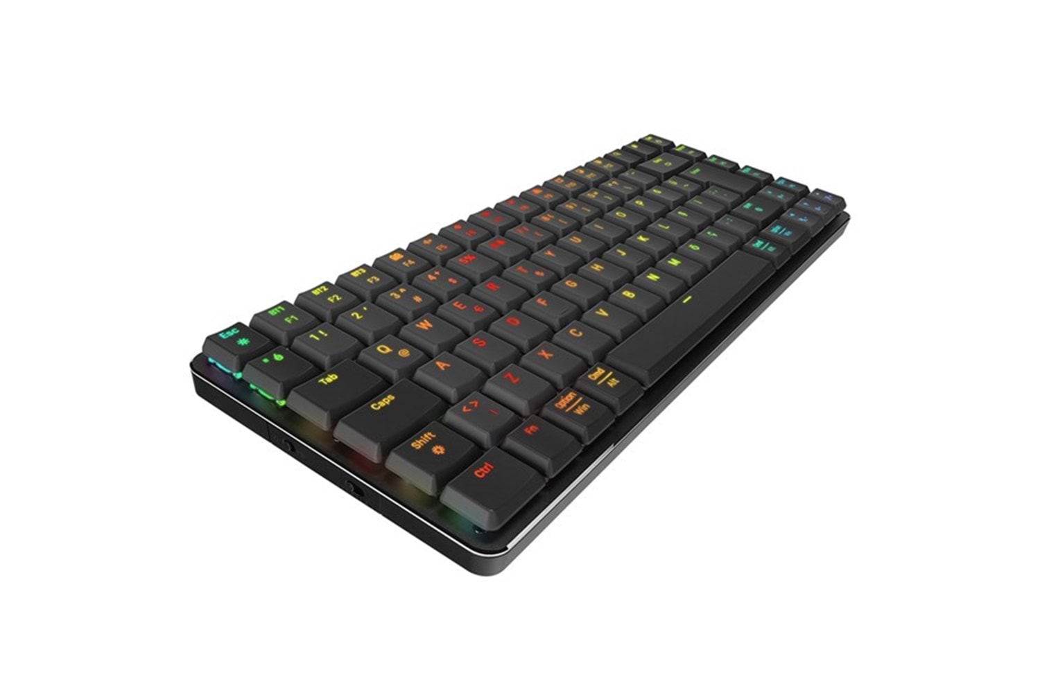 RAMPAGE W-GRANITE Siyah/Gri Low Profile BLUE SWITCH Q RGB Kablosuz+ BT Mekanik Gaming Oyuncu Klavye