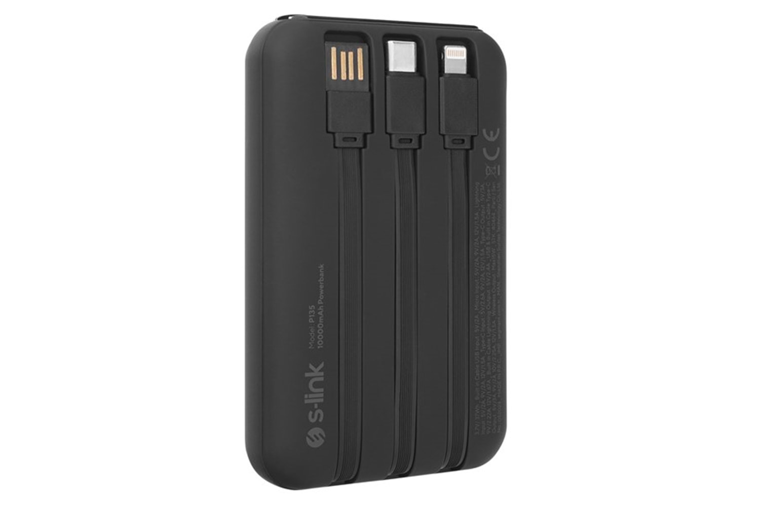 S-LINK P135 10000mAh PRM PD20W+QC18W+HSC22.5W 15W Magsafe Dahili Kablo Siyah Gizli LED Taşınabilir Pil Şarj Cihazı Power