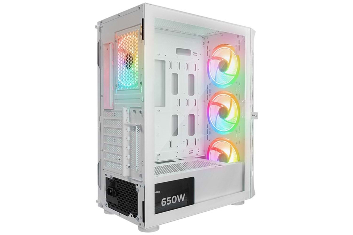 RAMPAGE 650W 80+ PROLIX MESH 4-RGB FANLI GAMING MID-TOWER PC KASASI BEYAZ