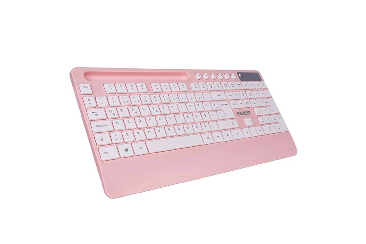 Everest KM-9676 Kablosuz Beyaz/Pempe Multimedya Tablet-Telefon Standlı Klavye + Mouse Set