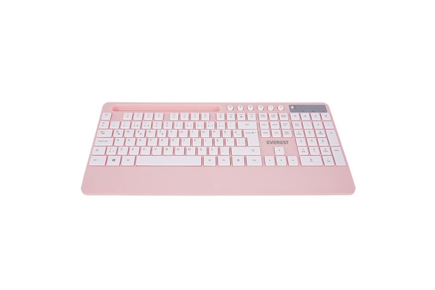 Everest KM-9676 Kablosuz Beyaz/Pempe Multimedya Tablet-Telefon Standlı Klavye + Mouse Set