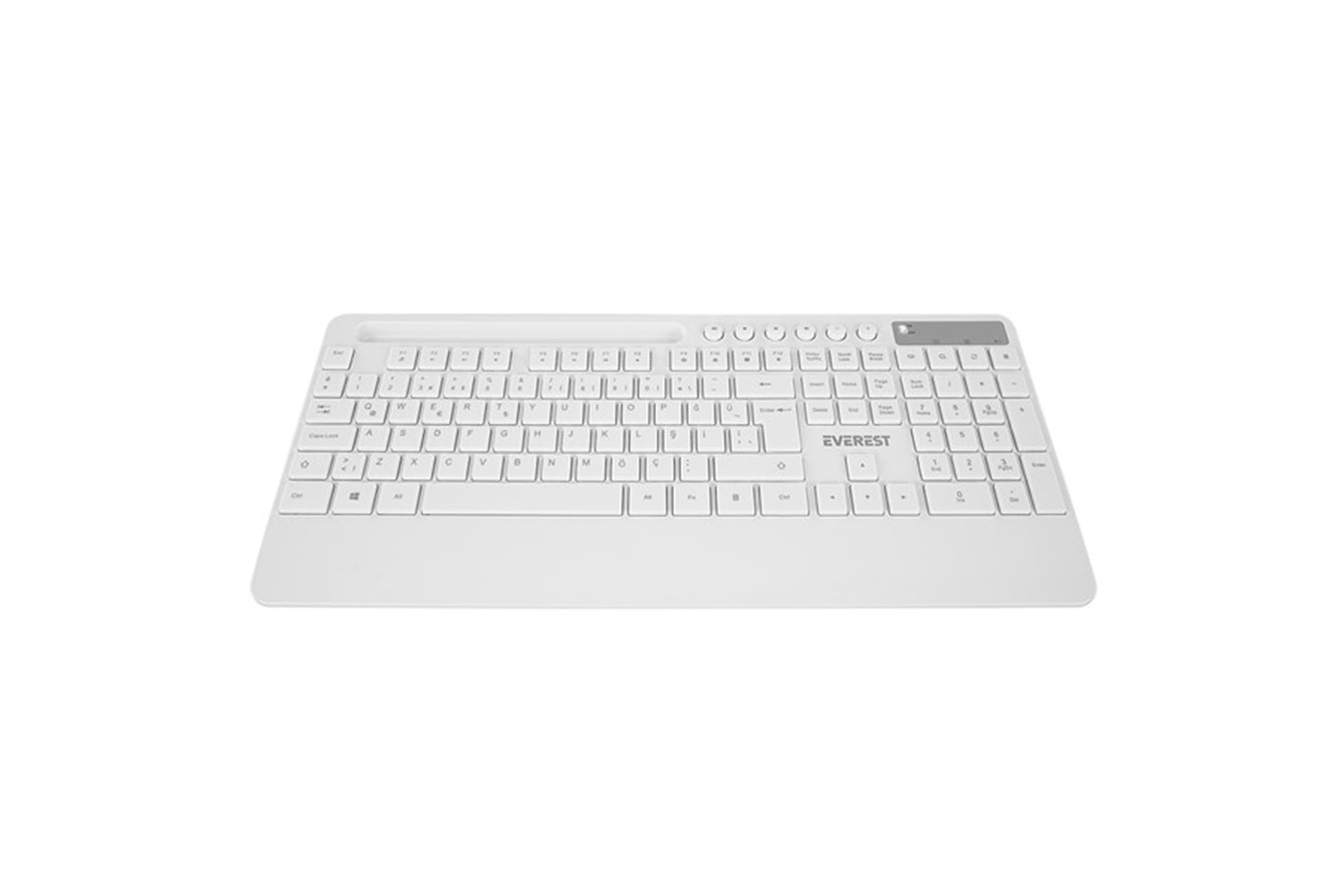 EVEREST KM-9676 Beyaz Multimedya Tablet-Telefon Standlı Klavye + Mouse Set