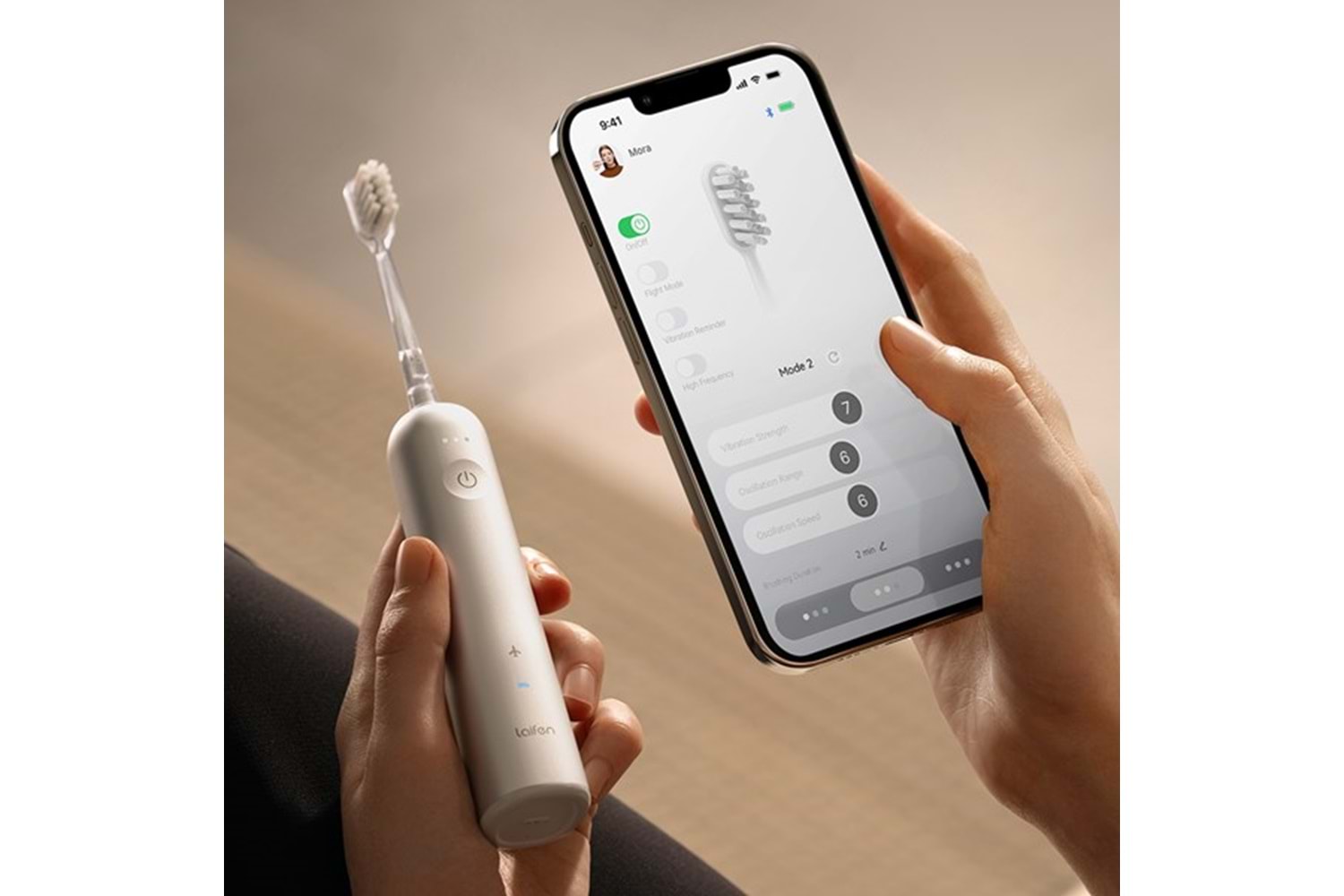 LAIFEN LFTB01-P Wave 6W 900mAh Bataryalı Salınım VeTitreşimli Şarj Edilebilir Diş Fırçası