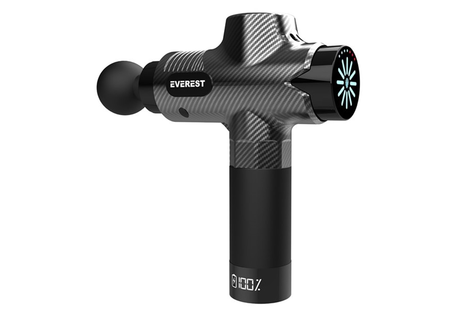Everest EV-MT52 Karbon Fiber/Siyah 24V 2500 mAh Fırçasız Motor 3960 RPM Hız 10 Başlıklı Kablosuz Sporcu Masaj Tabancası