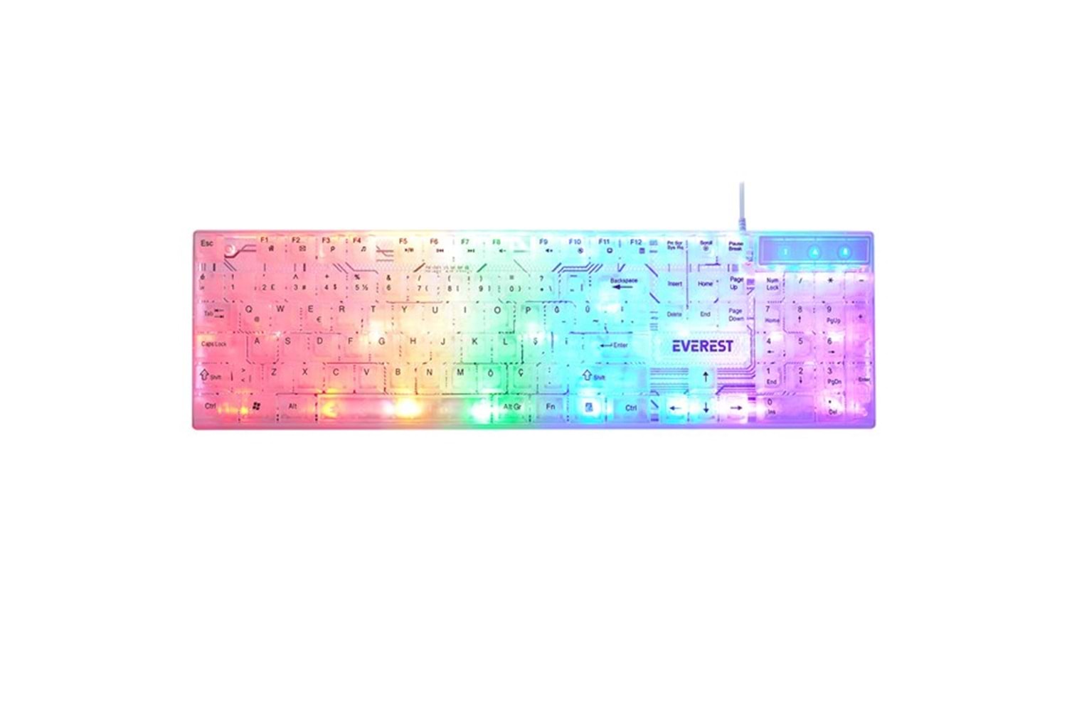 Everest KB-24 Beyaz Rainbow Q Membrane Oyuncu Klavyesi
