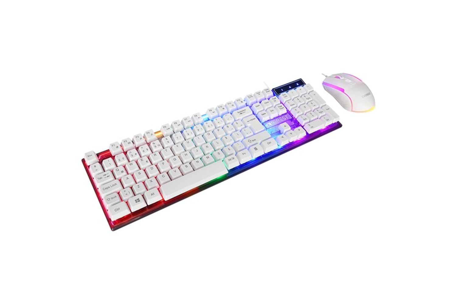 Everest KM-198 Luminax Beyaz Gökkuşağı Aydınlatmalı Q Gaming Oyuncu Klavye + Mouse Set