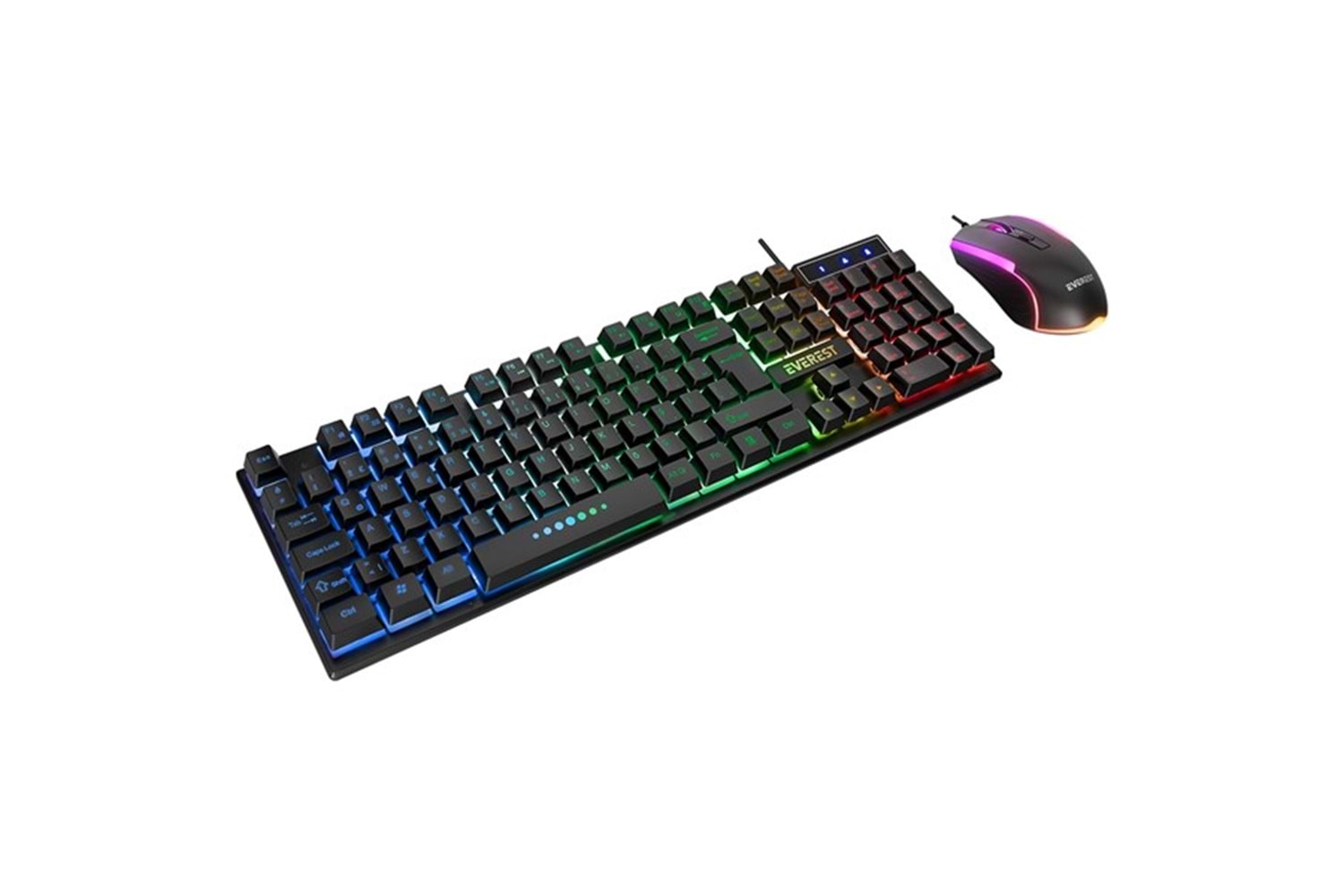 Everest KM-198 Luminax Siyah Gökkuşağı Aydınlatmalı Q Gaming Oyuncu Klavye + Mouse Set