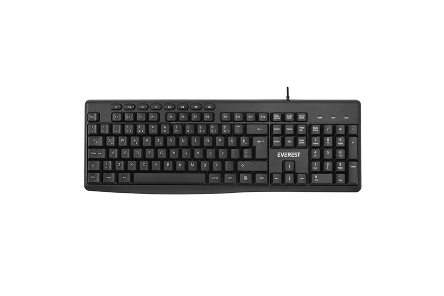 Everest KB-619 Siyah/Gri USB 2 Metre Bakır Kablolu Q Multimedia Klavye