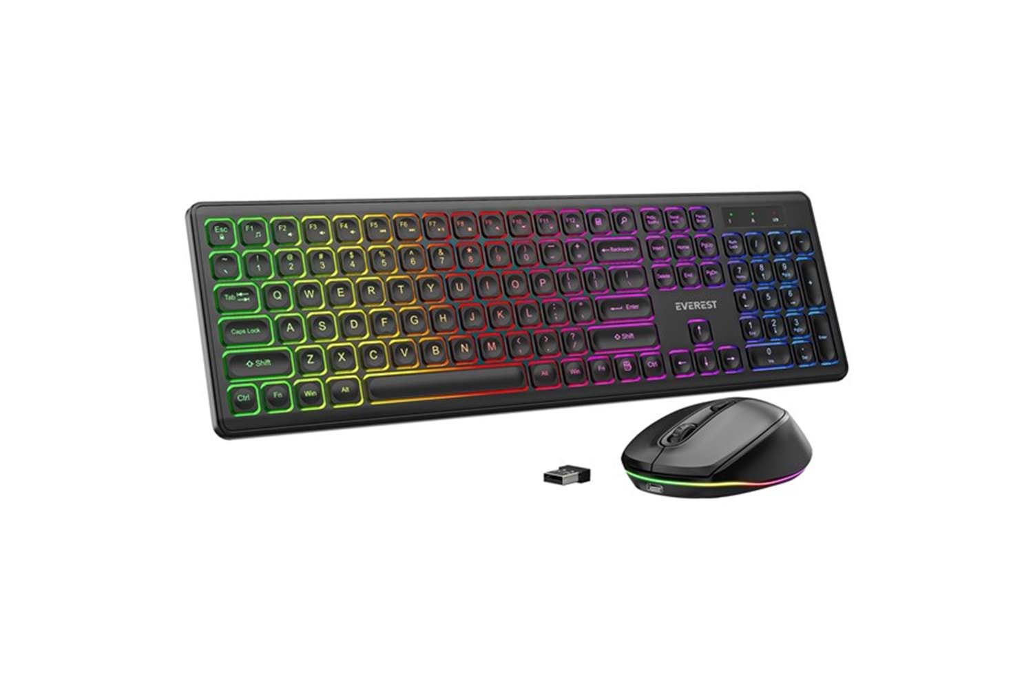 Everest KM-319BT Siyah 2.4G+BT1+BT2 Çoklu Cihaz Bağlantılı Q Set Kablosuz Klavye + Mouse
