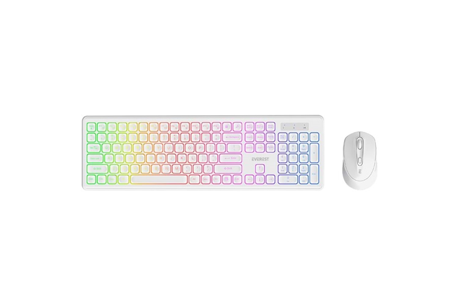 Everest KM-319BT Beyaz 2.4G+BT1+BT2 Çoklu Cihaz Bağlantılı Q Set Kablosuz Klavye + Mouse
