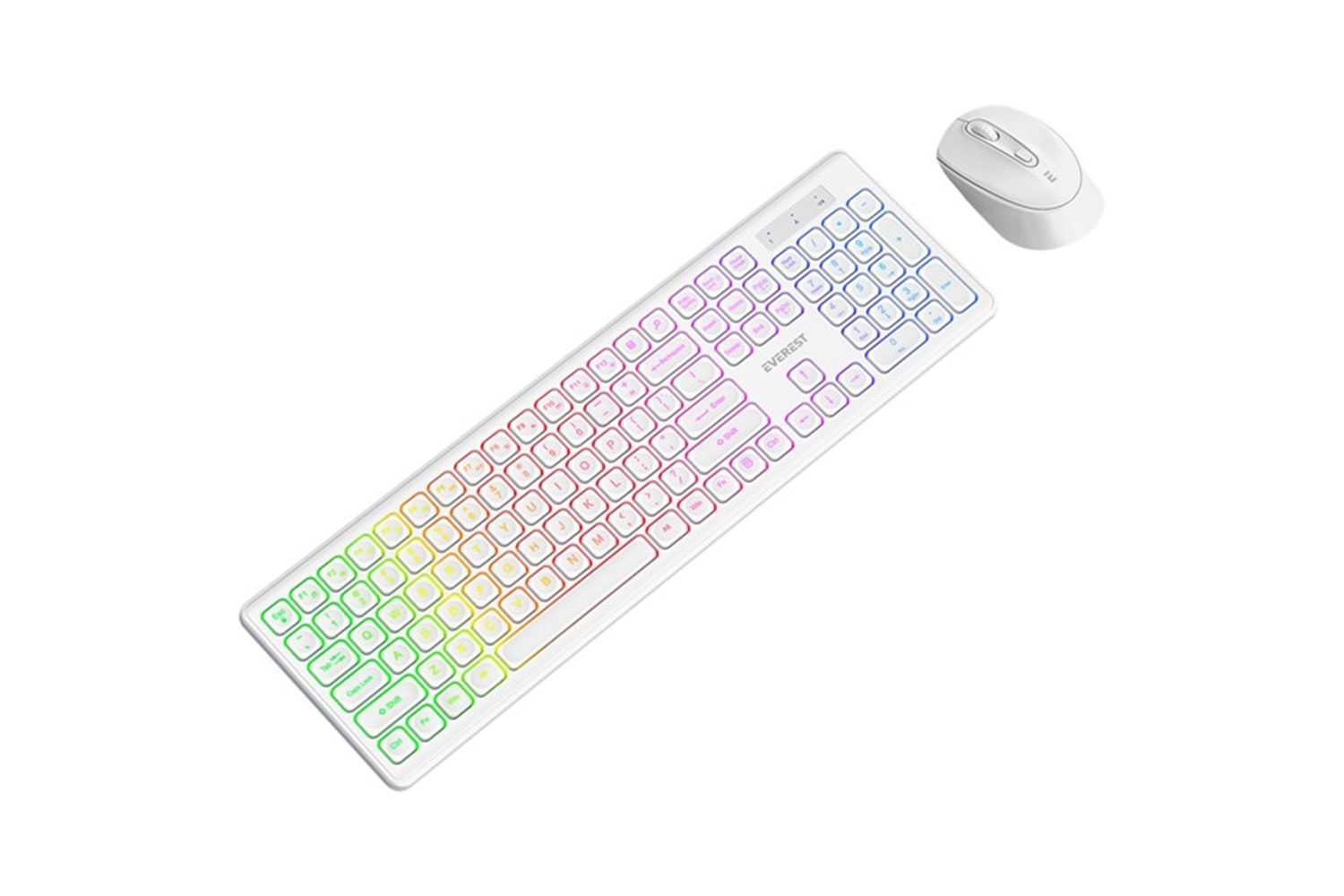 Everest KM-319BT Beyaz 2.4G+BT1+BT2 Çoklu Cihaz Bağlantılı Q Set Kablosuz Klavye + Mouse