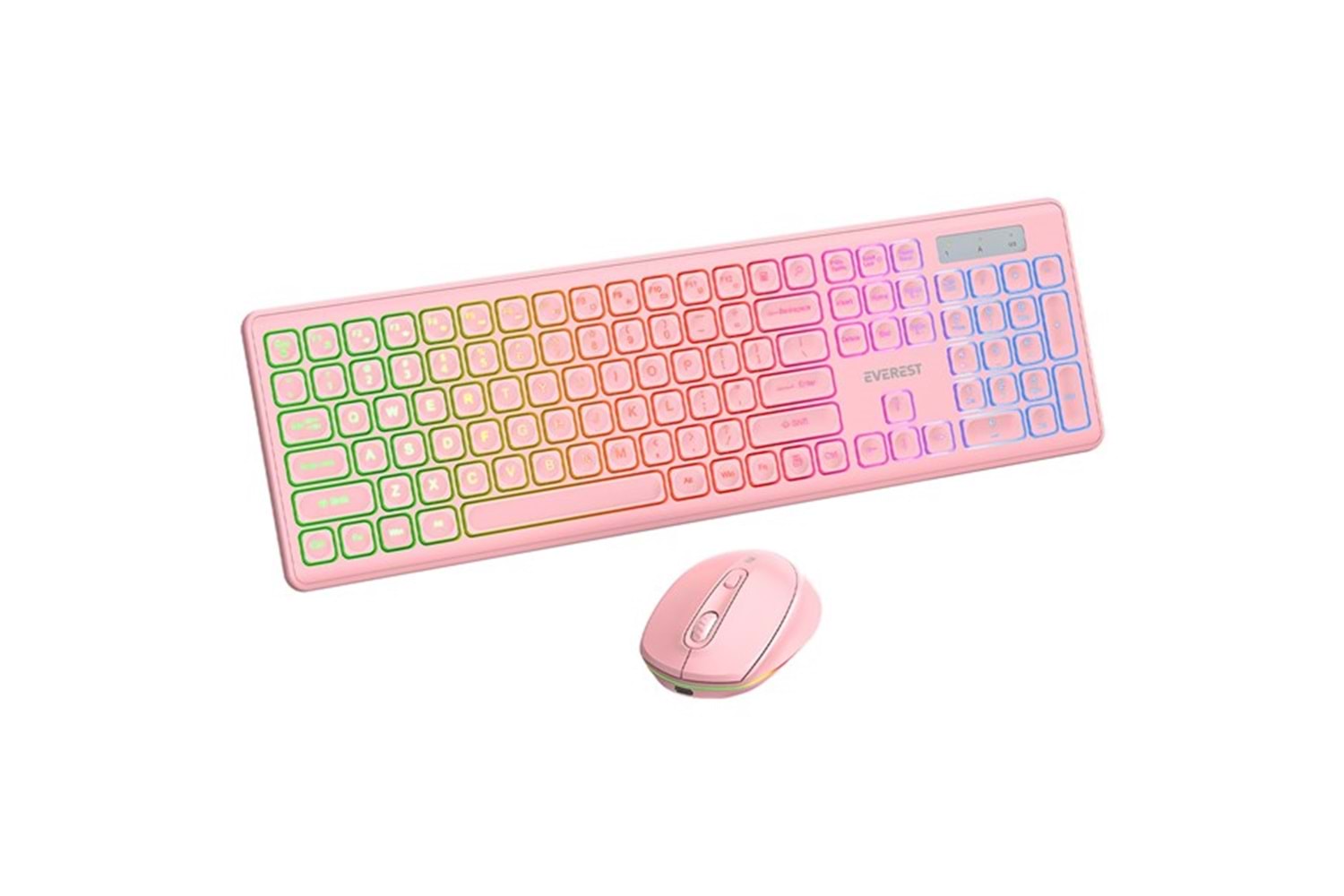 Everest KM-319BT Pembe 2.4G+BT1+BT2 Çoklu Cihaz Bağlantılı Q Set Kablosuz Klavye + Mouse