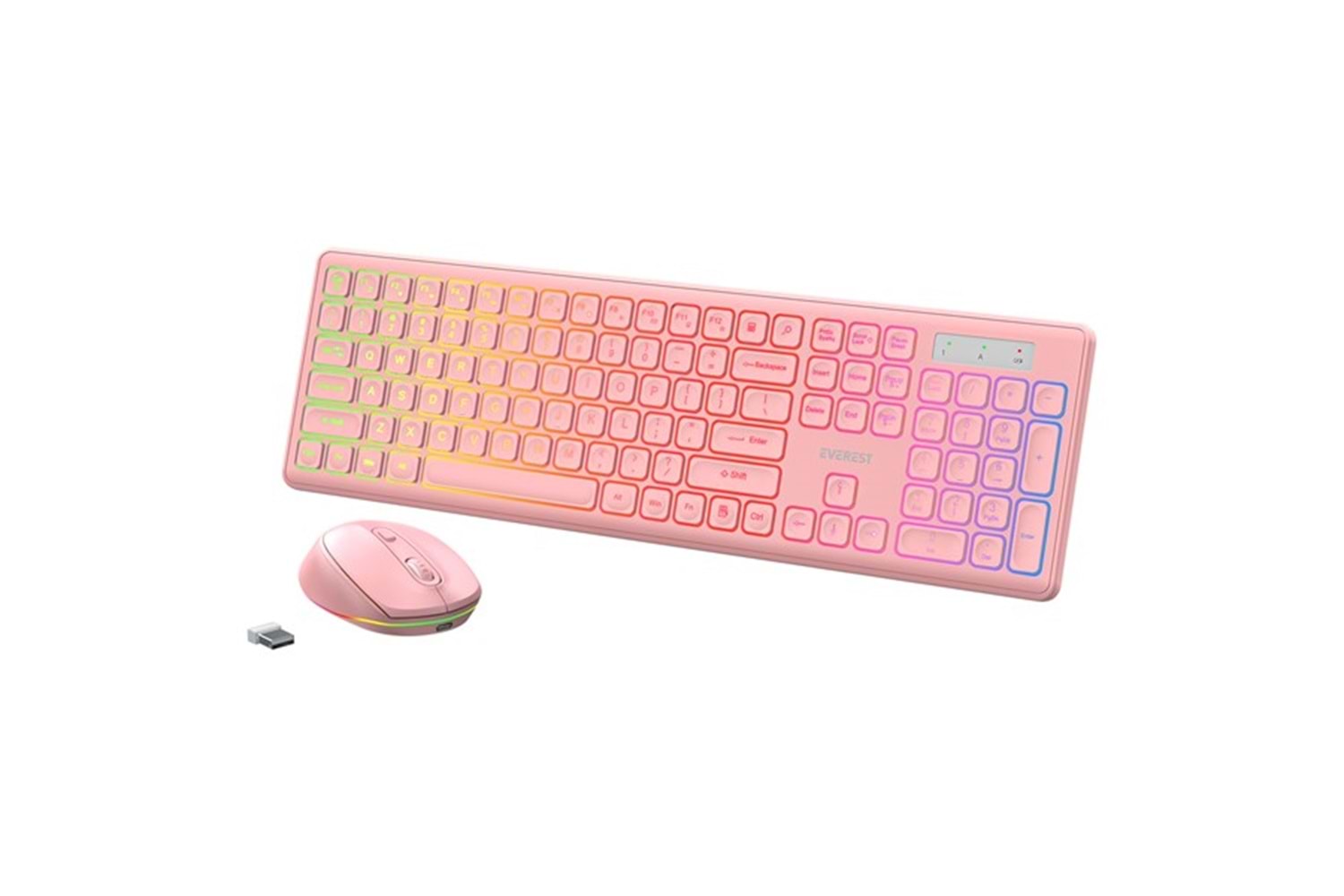 Everest KM-319BT Pembe 2.4G+BT1+BT2 Çoklu Cihaz Bağlantılı Q Set Kablosuz Klavye + Mouse