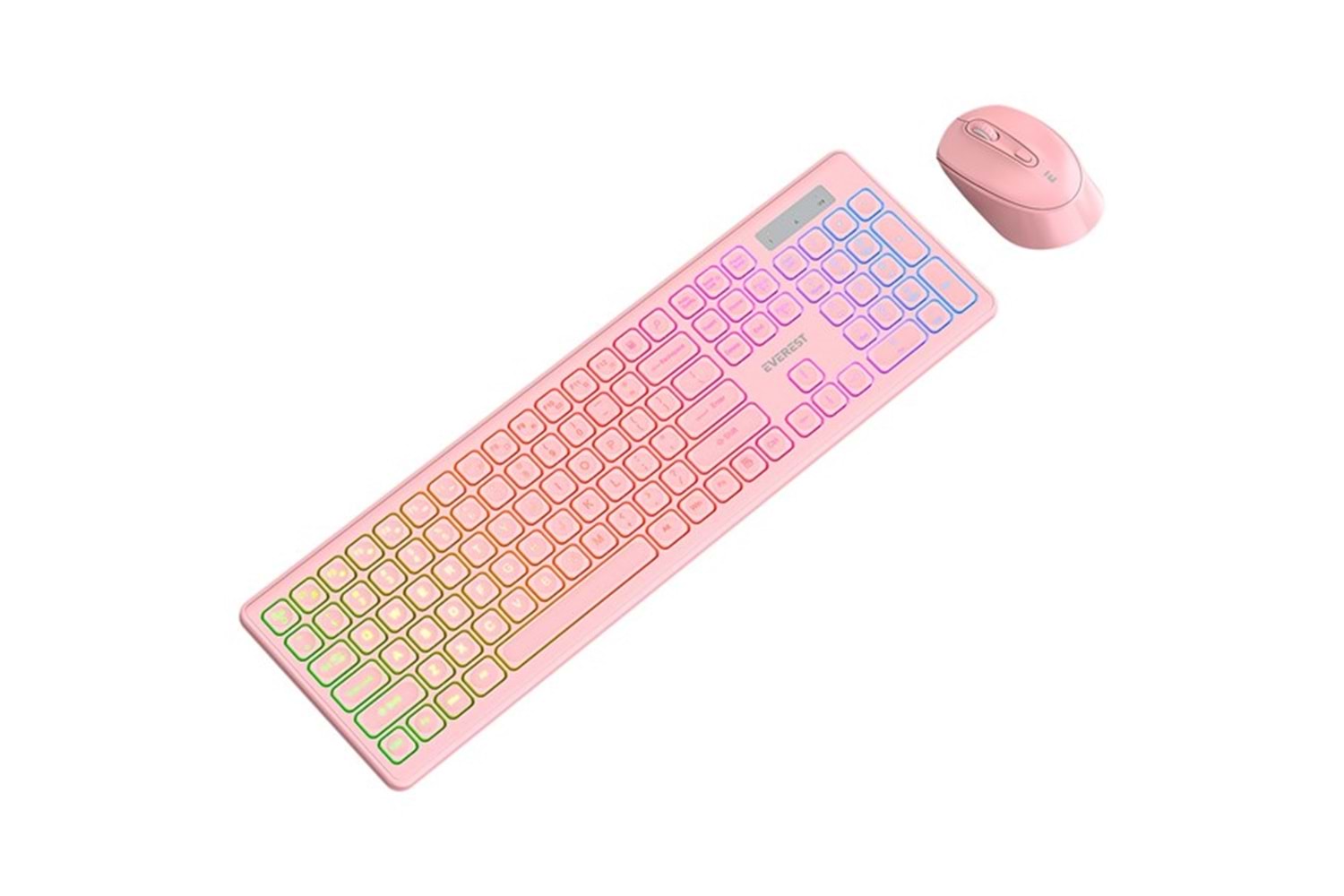 Everest KM-319BT Pembe 2.4G+BT1+BT2 Çoklu Cihaz Bağlantılı Q Set Kablosuz Klavye + Mouse