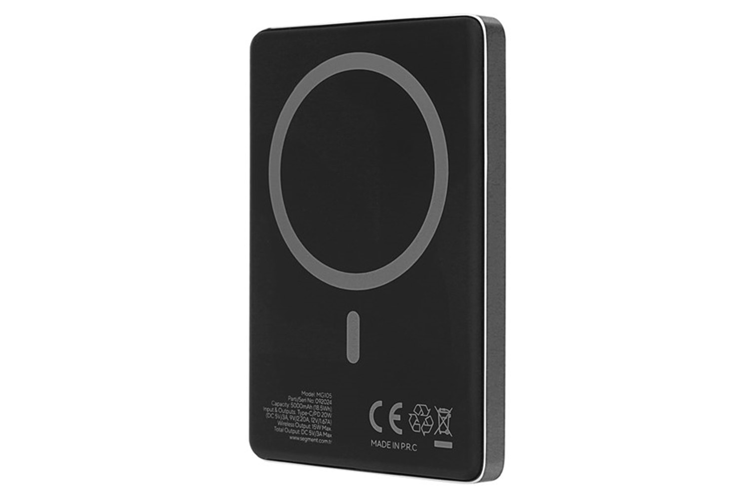 S-LINK MG105 5000mAh PD20W Magsafe 15W Kablosuz Type-C Gri Taşınabilir Metal Şarj Cihazı Powerbank