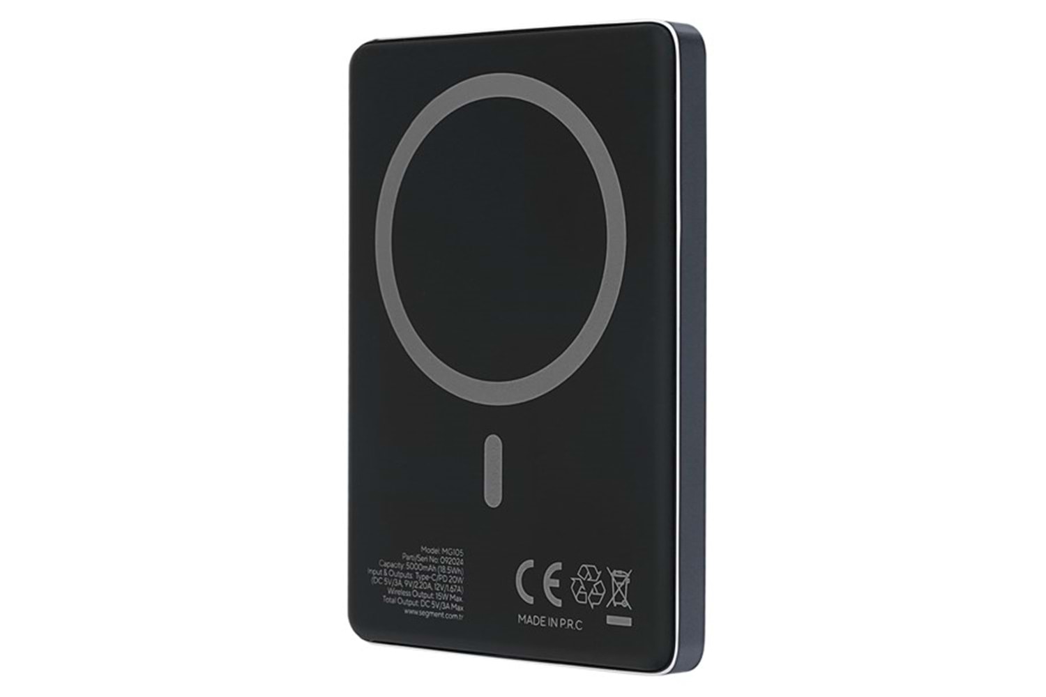 S-LINK MG105 5000mAh PD20W Magsafe 15W Kablosuz Type-C Mavi Taşınabilir Metal Şarj Cihazı Powerbank