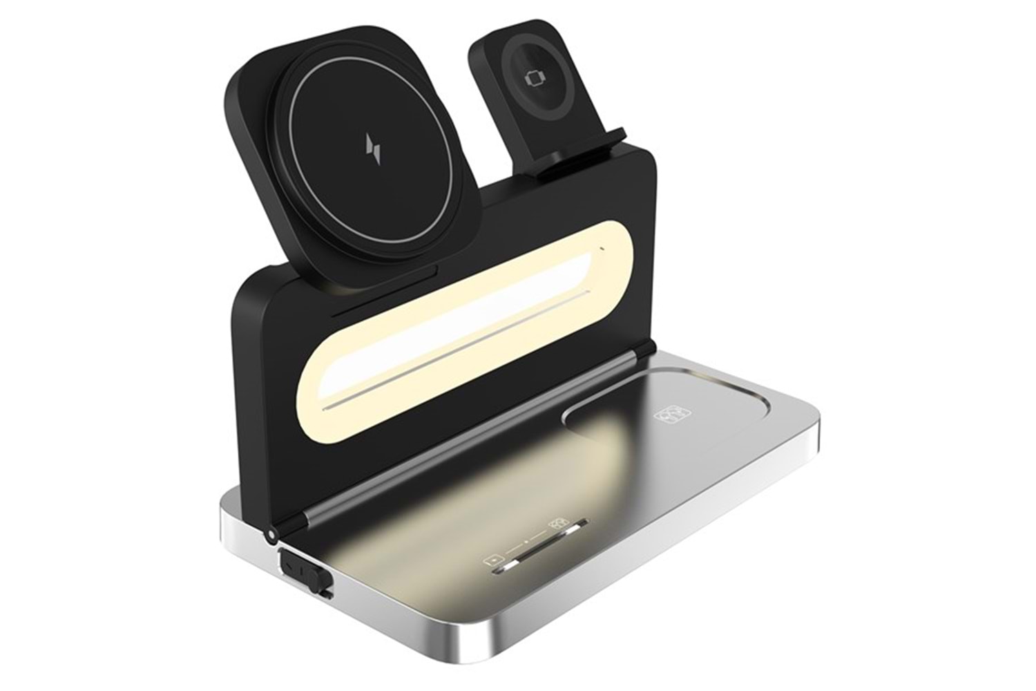 S-LINK SW-CWF120 Telefon Kulaklık Akıllı Saat 15W 3 'in 1 Magsafe Siyah Kablosuz Şarj Cihazı