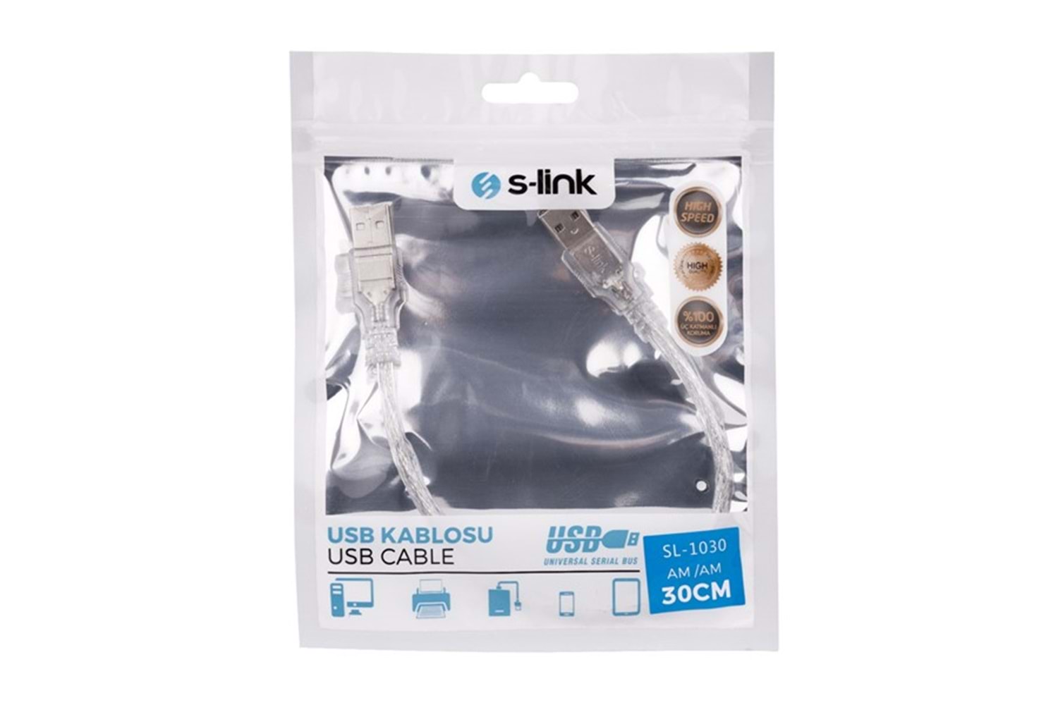 S-link SL-1030 Usb2.0 30cm AM to AM Kablosu