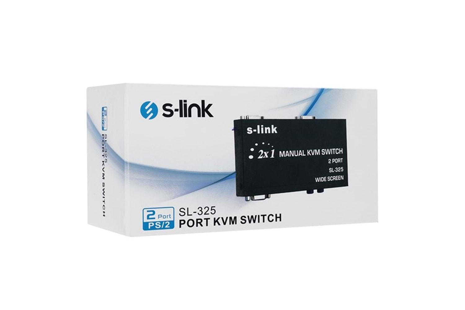 S-LINK 2port SL-325 VGA+PS2 1.8m M/M Kablolu Manuel Kvm Switch