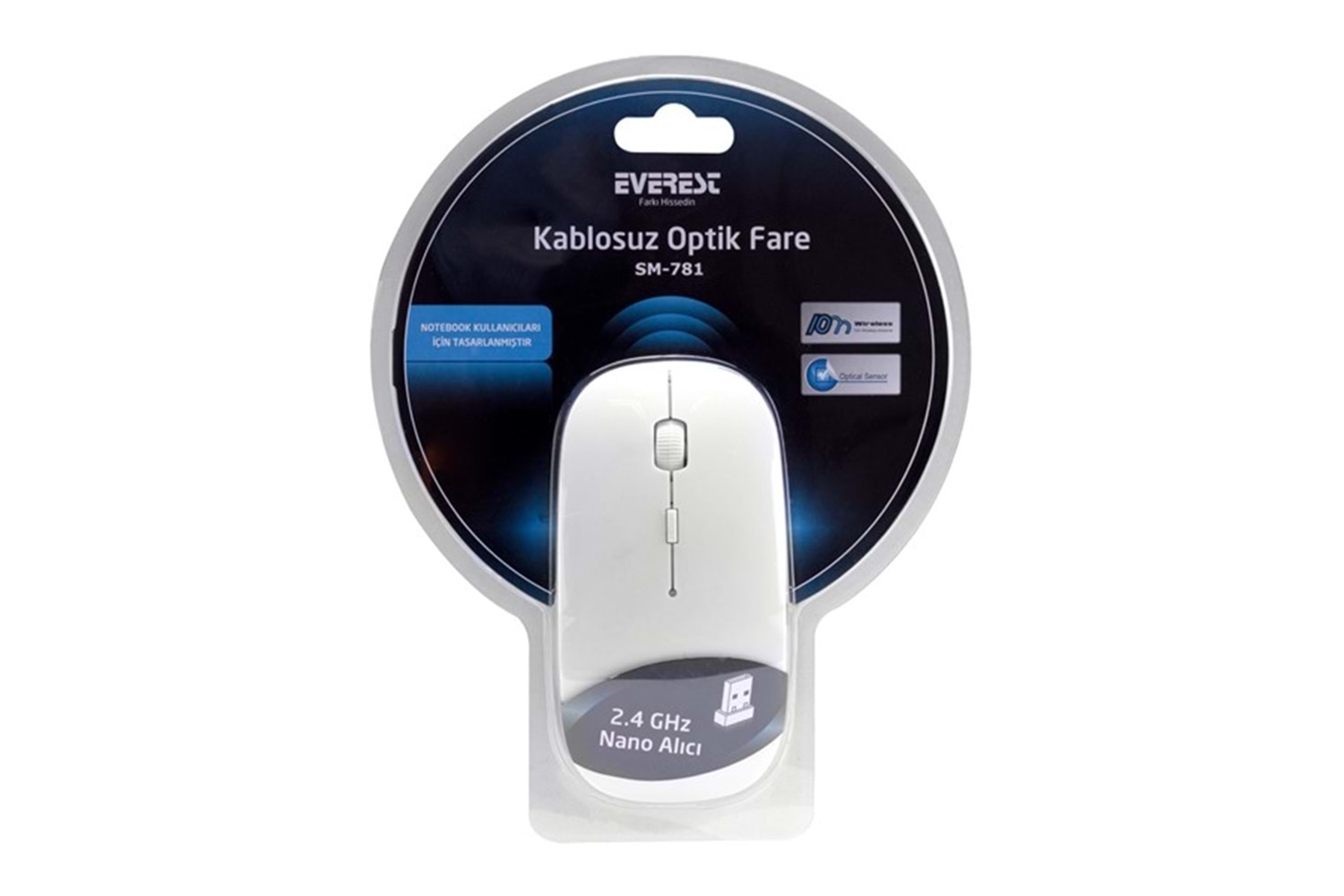 Everest SM-781 Beyaz Optik Nano Receive Kablosuz Mouse