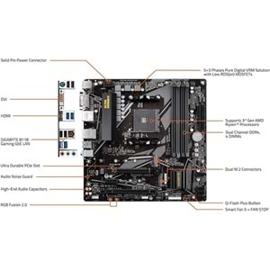 GIGABYTE B550M-DS3H DDR4 HDMI DVI PCIe 16X v4.0 AM4 mATX